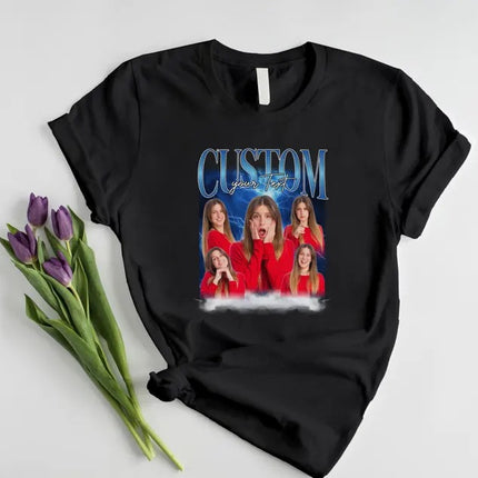 Custom Bootleg Rap Tee, Custom photo shirt, Personalised your own bootleg T-Shirt, Girlfriend Top, 90s Bootleg Vintage Custom Collage Design