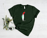 Palestine Flag Printed Shirt, Palestine Arabic Calligraphy Shirt, Muslims Solidarity Crewneck Tees, Comfy Palestinians Tops