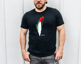 Palestine Flag Printed Shirt, Palestine Arabic Calligraphy Shirt, Muslims Solidarity Crewneck Tees, Comfy Palestinians Tops