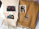 Personalised Photo Embroidered Scarf, Custom Faceless Sketch Portrait Scarves, Family/Couple Matching Winter Scarves, Special Gift for Wifey