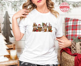 Gingerbread Coffee Cups Xmas Shirts, Christmas Drinks Printed T-Shirt, Christmas Family Matching Tops, Xmas Holidays Gift for Coffee Lovers