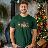 Gingerbread Coffee Cups Xmas Shirts, Christmas Drinks Printed T-Shirt, Christmas Family Matching Tops, Xmas Holidays Gift for Coffee Lovers