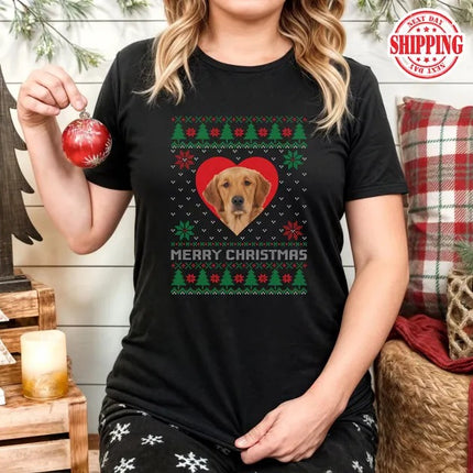 Custom Pet Photo Christmas Shirts, Merry Christmas Dog Face Printed T-Shirts, Xmas Holidays Ugly Crewneck Shirts, Christmas Pet Lovers Gifts