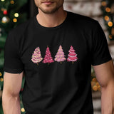 Christmas Pink Tree T-Shirt, Merry Christmas Printed Shirts, Xmas Trees Matching Shirts for Womens, Christmas Holidays Tops, Christmas Gifts