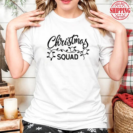 Christmas Squad Lights Printed Shirt, Merry Christmas Family Matching T-Shirts, Christmas Holidays Adults & Kids Shirt, Xmas Eve Party Tees