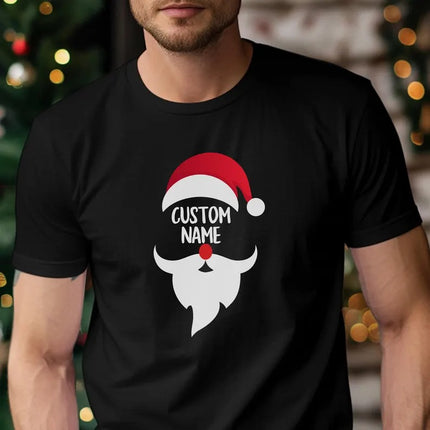 Custom Name Xmas Santa Face T-Shirts, Personalised Christmas Printed Shirt, Christmas Santa Face Family Matching Tops, Christmas Eve Tops