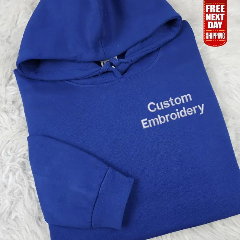 Personalised Embroidered Hoodie, Custom Text and Logo Monogram Hoodie, Your Company Logo Workwear Jumpers, Bespoke Business Designs Hoodies