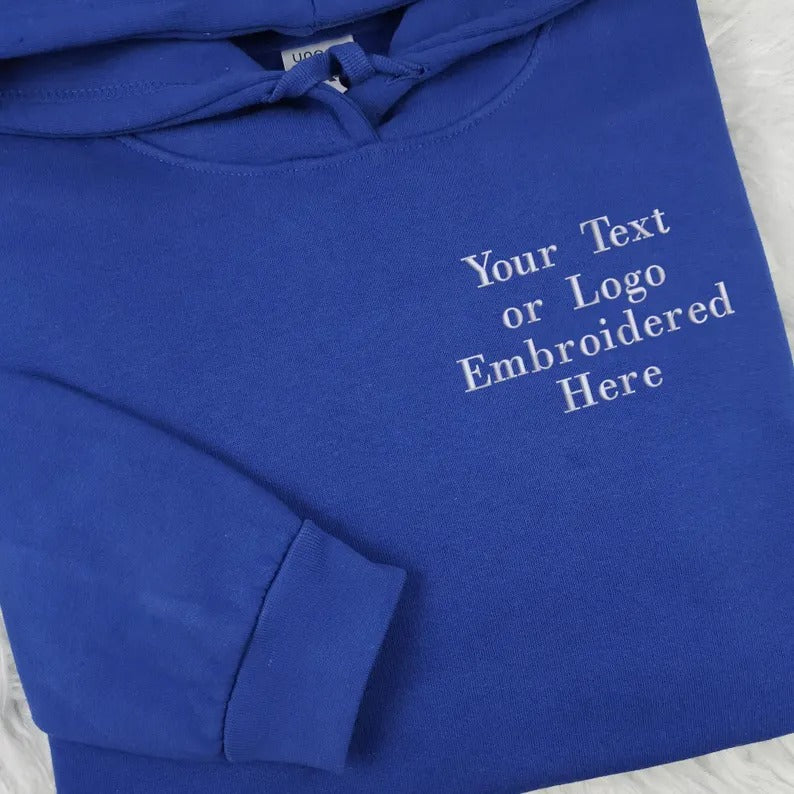 Personalised Embroidered Hoodie, Custom Text and Logo Monogram Hoodie, Your Company Logo Workwear Jumpers, Bespoke Business Designs Hoodies