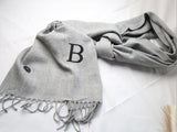 Embroidered Initial Scarves, Personalised Matching Comfy Woven Scarves, Oversized Winter Scarf with Tessels, Special Gifts for Girlfriend