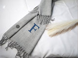 Embroidered Initial Scarves, Personalised Matching Comfy Woven Scarves, Oversized Winter Scarf with Tessels, Special Gifts for Girlfriend