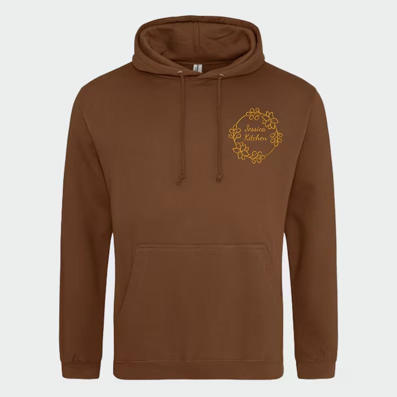 Your Text / Logo Embroidered Hoodie, Custom Business Design Monogrammed Hoodie, Personalised Logo Workwear Jumpers, Bespoke Text & Logo Tops