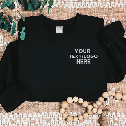 Personalised Embroidered Text Sweatshirt, Custom Text and Logo Monogrammed Sweatshirt, Any Company Designs Workwear Jumpers, Customised Tops
