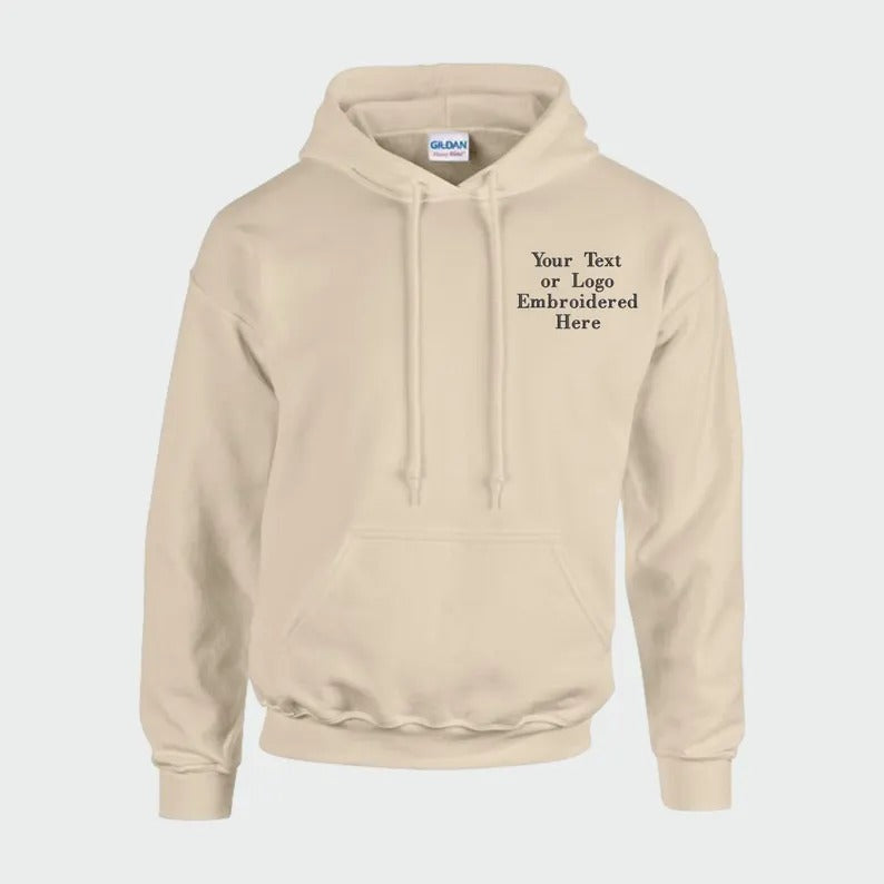 Custom Embroidered Text/Logo Hoodie, Personalised Company Logo Monogram Hoodie, Your Designs Here Workwear Hoodies, Your Own Business Hoodie