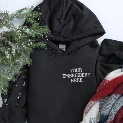 Custom Embroidered Text/Logo Hoodie, Personalised Company Logo Monogram Hoodie, Your Designs Here Workwear Hoodies, Your Own Business Hoodie