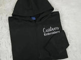 Embroidered Text/Logo Zip up Hoodie, Personalised Business Design Jumpers, Custom Team Logo Full Zip Hoody, Customised Comfy Adults Hoodie