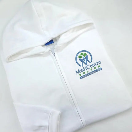 Embroidered Text/Logo Zip up Hoodie, Personalised Business Design Jumpers, Custom Team Logo Full Zip Hoody, Customised Comfy Adults Hoodie