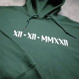 Custom Embroidered Roman Numeral Hoodie, Wedding Date Couple Matching Hoody, Personalised Bride To Be Jumper, Anniversary Gift for Boyfriend