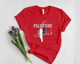 Palestine Name Flag T-Shirt, Palestine Arabic Calligraphy Shirt, Palestinians Muslims Map Printed Tees, Comfy Adults Tops