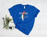 Palestine Name Flag T-Shirt, Palestine Arabic Calligraphy Shirt, Palestinians Muslims Map Printed Tees, Comfy Adults Tops