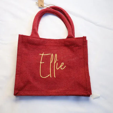 Custom Christmas Gifts Tote Bag, Personalised Name Embroidered Red Xmas Bag