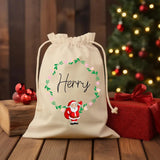 Custom Name Printed Christmas Sack, Personalised Monogrammed Santa Xmas Sacks, Christmas Santa Toy Sack for Kids, Xmas Holiday Decoration