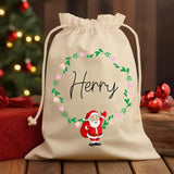 Custom Name Printed Christmas Sack, Personalised Monogrammed Santa Xmas Sacks, Christmas Santa Toy Sack for Kids, Xmas Holiday Decoration