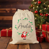 Custom Name Printed Christmas Sack, Personalised Monogrammed Santa Xmas Sacks, Christmas Santa Toy Sack for Kids, Xmas Holiday Decoration