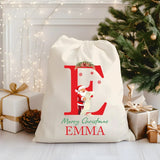 Personalised Santa Sack, Christmas Sack, Christmas Kids Toy Sack, Custom Name And Initial Printed Christmas Sacks Bags, Christmas Kids Gifts