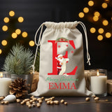 Personalised Santa Sack, Christmas Sack, Christmas Kids Toy Sack, Custom Name And Initial Printed Christmas Sacks Bags, Christmas Kids Gifts