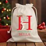 Personalised Santa Sack, Christmas Sack, Christmas Kids Toy Sack, Custom Name And Initial Printed Christmas Sacks Bags, Christmas Kids Gifts