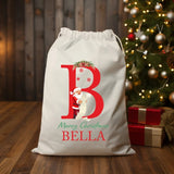 Personalised Santa Sack, Christmas Sack, Christmas Kids Toy Sack, Custom Name And Initial Printed Christmas Sacks Bags, Christmas Kids Gifts