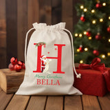 Personalised Santa Sack, Christmas Sack, Christmas Kids Toy Sack, Custom Name And Initial Printed Christmas Sacks Bags, Christmas Kids Gifts