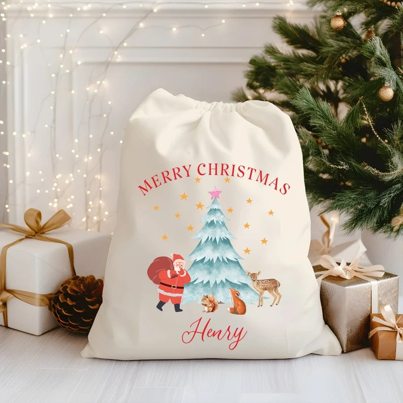 Personalised Santa Sack, Christmas Present Kids Sack Bags, Merry Christmas Santa Sacks, Baby's First Christmas Gift, Christmas Kids Presents