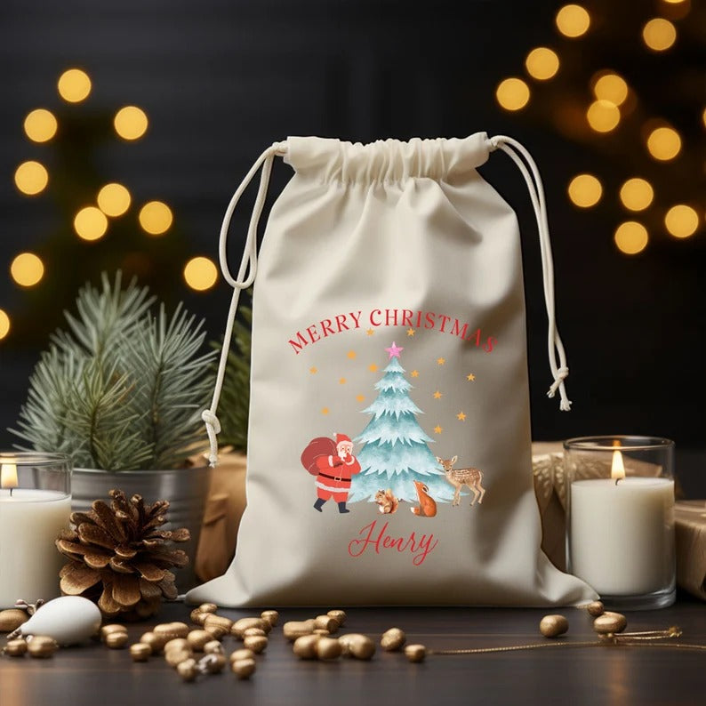 Personalised Santa Sack, Christmas Present Kids Sack Bags, Merry Christmas Santa Sacks, Baby's First Christmas Gift, Christmas Kids Presents