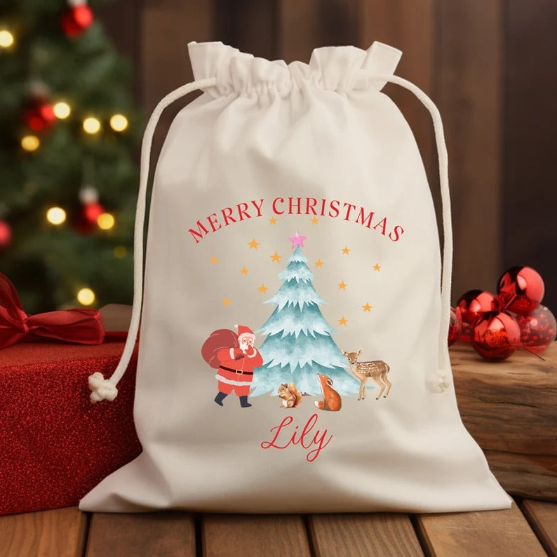 Personalised Santa Sack, Christmas Present Kids Sack Bags, Merry Christmas Santa Sacks, Baby's First Christmas Gift, Christmas Kids Presents