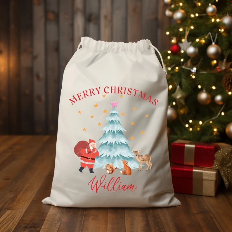 Personalised Santa Sack, Christmas Present Kids Sack Bags, Merry Christmas Santa Sacks, Baby's First Christmas Gift, Christmas Kids Presents