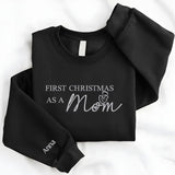 First Christmas as a Mom Sweatshirt, Mom First Christmas Embroidered Sweatshirt, Custom Name New Baby Announcement Jumper, Christmas Gifts