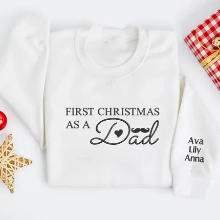 Dad First Christmas Embroidered Sweatshirt, 1st Christmas As A Dad Sweatshirt, Personalised Future Dad Xmas Jumper, Xmas Gift for New Dad