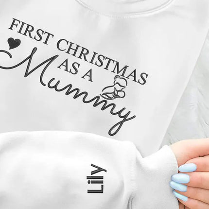 Embroidered Mummy First Christmas Sweatshirt, First Christmas as a Mummy Sweatshirt