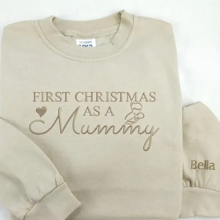 Embroidered Mummy First Christmas Sweatshirt, First Christmas as a Mummy Sweatshirt