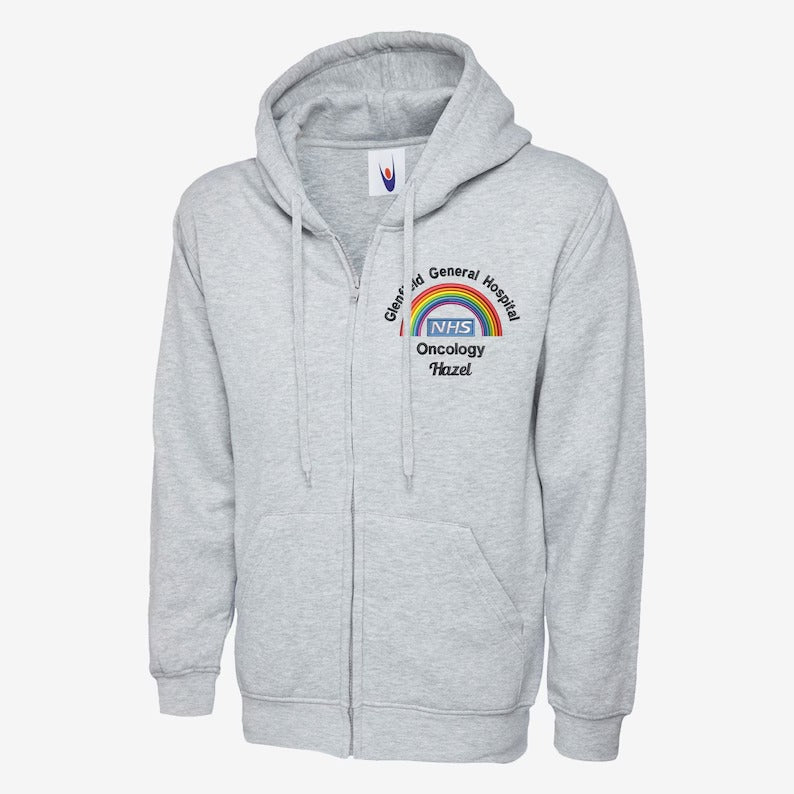 Embroidered Rainbow Nurse Zip Up Hoodie, Personalised Hospital/Department Name Monogrammed Hoodies, Medical Students Outfits, Nursing Gifts