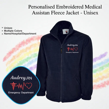 Embroidered Medical Assistant Fleece Jackets, Custom Name/hospital Department Nurse Jacket, Healthcare Staff Uniform, Medical Students Gifts