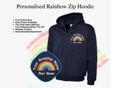 Embroidered Zip Up Hoodie for Nurse, Personalised Name Rainbow Monogrammed Nurse Hooded Jumper, Doctor Nurses Outfit, Healthcare Worker Gift