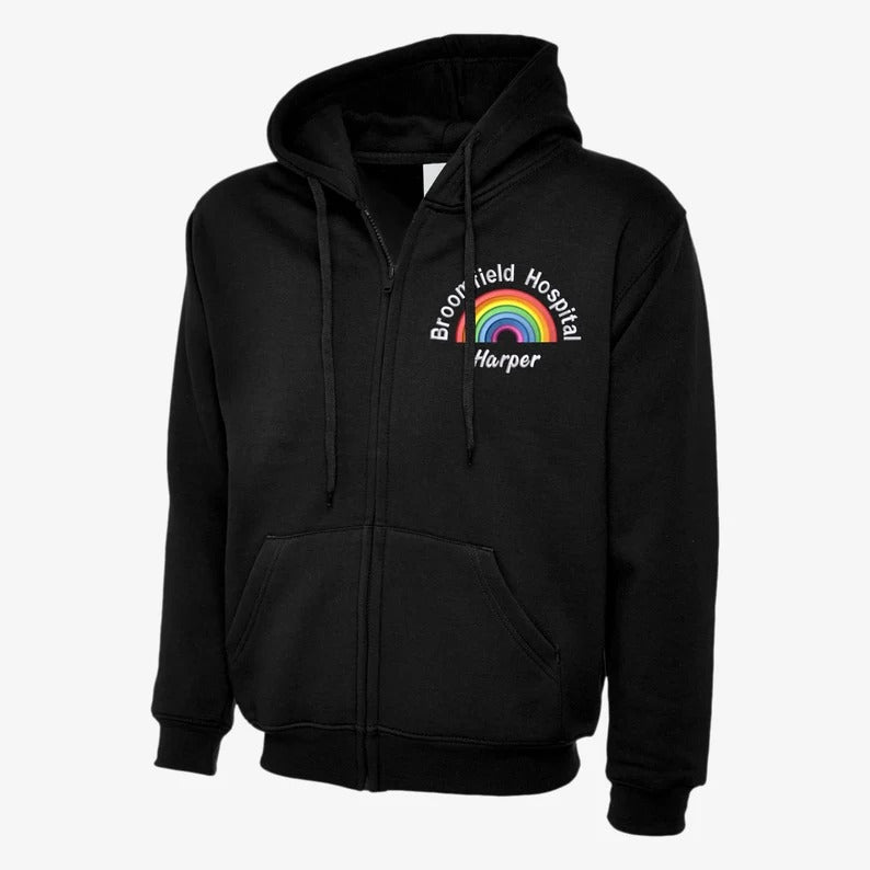 Embroidered Zip Up Hoodie for Nurse, Personalised Name Rainbow Monogrammed Nurse Hooded Jumper, Doctor Nurses Outfit, Healthcare Worker Gift