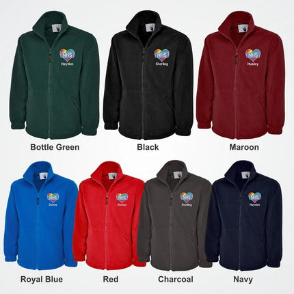 Embroidered Nurse NHS Fleece Jackets, Rainbow Heart Monogrammed Nurse Jackets, Personalised Name Medical Staff Uniforms
