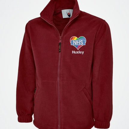 Embroidered Nurse NHS Fleece Jackets, Rainbow Heart Monogrammed Nurse Jackets, Personalised Name Medical Staff Uniforms