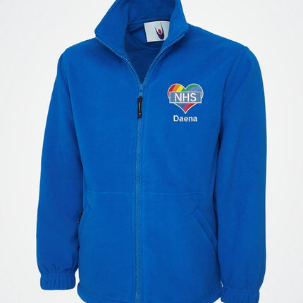 Embroidered Nurse NHS Fleece Jackets, Rainbow Heart Monogrammed Nurse Jackets, Personalised Name Medical Staff Uniforms
