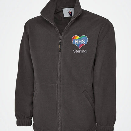 Embroidered Nurse NHS Fleece Jackets, Rainbow Heart Monogrammed Nurse Jackets, Personalised Name Medical Staff Uniforms