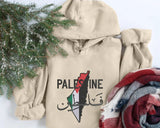 Embroidered Palestine Map Flag Hoodies, Palestine Arabic Calligraphy Name Pullover Jumper, Adults Sizes Unisex Sweater, Palestine Clothing