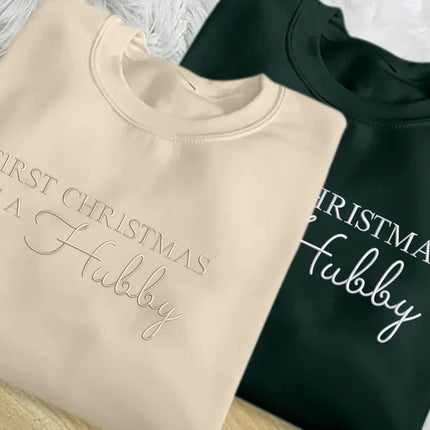 First Christmas as a Hubby Sweatshirt, Embroidered Christmas Husband Sweatshirt, Just Married Xmas Jumper for Hubby, Christmas Gift for Him
